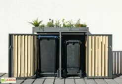 Cache Poubelle Extérieur Double Acier Imitation Bois – 2x 240 Litres 10 Cache Poubelle Extérieur Double Acier Imitation Bois – 2x 240 Litres -MON AMENAGEMENT JARDIN Soldes abri poubelle double westmann wmhhwtc 62