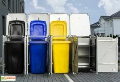 Cache-poubelles En Acier Et Composite Aluminium 278 X 80 X 115 Cm -MON AMENAGEMENT JARDIN Soldes abri poubelle quadruple metal ouvert