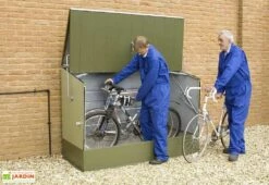 Coffre De Rangement Métal Vélos Vert (196x89x133) -MON AMENAGEMENT JARDIN Soldes abri velo acier galvanise vert trimetals