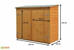 Coffre De Rangement En Bois Pour 2 Vélos 182x82x164cm (l,l,h) -MON AMENAGEMENT JARDIN Soldes abri velo bois rowlinson