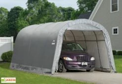 Abri Voiture En Toile : Polyéthylène Gris 610 X 370 Cm – 22,57 M² -MON AMENAGEMENT JARDIN Soldes abri voiture toile gris shelter logic sl62780