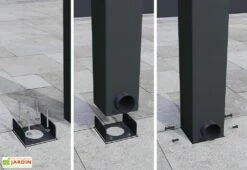 Pergola Adossée Aluminium Gris Et Polycarbonate - Stockholm 3,4 M + Stores 13 Pergola Adossée Aluminium Gris Et Polycarbonate - Stockholm 3,4 M + Stores -MON AMENAGEMENT JARDIN Soldes ancrage pergola alu polycarbonate stockholm palram