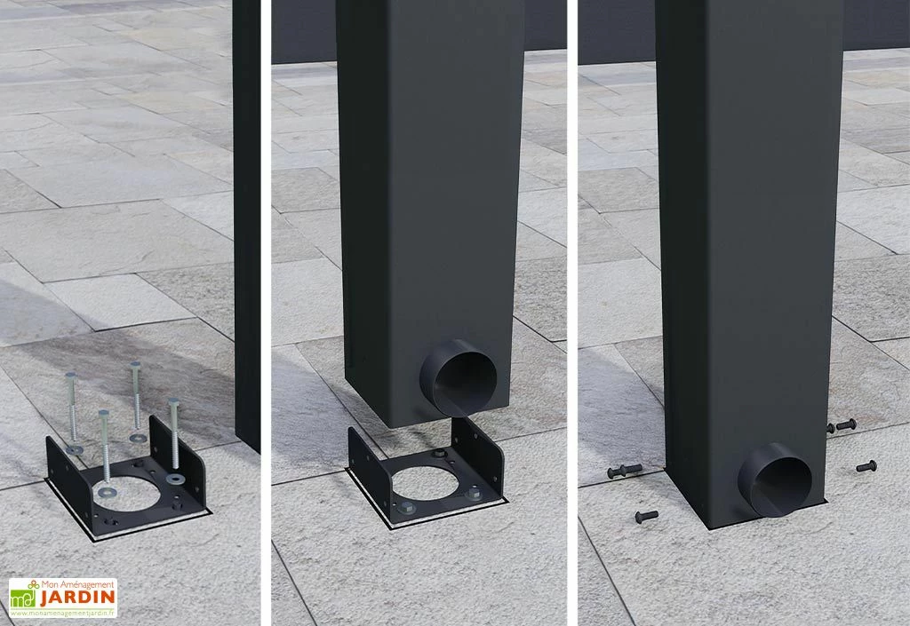 Pergola Adossée Aluminium Gris Et Polycarbonate - Stockholm 3,4 M + Stores 8 Pergola Adossée Aluminium Gris Et Polycarbonate - Stockholm 3,4 M + Stores – Image 6