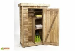 Armoire De Jardin En Bois L.131 X P.69 X H.200 Cm Ep.15 Mm - Theo -MON AMENAGEMENT JARDIN Soldes armoire forest style theo 3