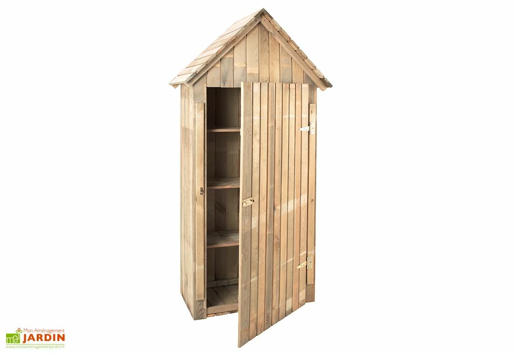 Armoire De Jardin En Bois L.93 X P.60 X H.193 Cm Ep.15 Mm - Wissant 3 Armoire De Jardin En Bois L.93 X P.60 X H.193 Cm Ep.15 Mm - Wissant