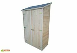 Armoire De Rangement Bois 16mm - 125 X 65 X 206 Cm -MON AMENAGEMENT JARDIN Soldes armoire jardin bois brut 16mm double portes rangement