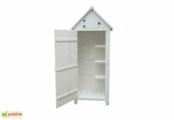 Armoire De Jardin En Bois FSC 10 Mm Blanc 179 Cm -MON AMENAGEMENT JARDIN Soldes armoire jardin rangement bois blanc habrita