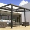 Pergola En Aluminium Et Polycarbonate Adossée 3,5 X 4 M - Athezza -MON AMENAGEMENT JARDIN Soldes athezza pergola adossee