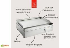 Plancha électrique En Inox 2080 W Avec Couvercle Amovible - 54 X 50 X 20 Cm -MON AMENAGEMENT JARDIN Soldes avantages plancha inox copie 1