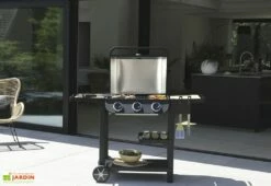 Barbecue Au Gaz Sur Chariot En Métal – 3 Brûleurs -MON AMENAGEMENT JARDIN Soldes barbecue au gaz exterieur