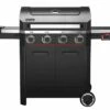 Barbecue Au Gaz En Inox Mercury 4T Noir Mat – 150 X 61 X 112 Cm -MON AMENAGEMENT JARDIN Soldes barbecue gaz inox mercury 4t noir mat