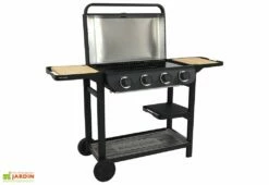 Barbecue Au Gaz Sur Chariot En Métal - 4 Brûleurs -MON AMENAGEMENT JARDIN Soldes barbecue plancha au gaz