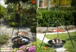 Braséro En Acier Bali + Grill Inox Sur Trépied 180 Cm -MON AMENAGEMENT JARDIN Soldes brasero acier bali grill 1