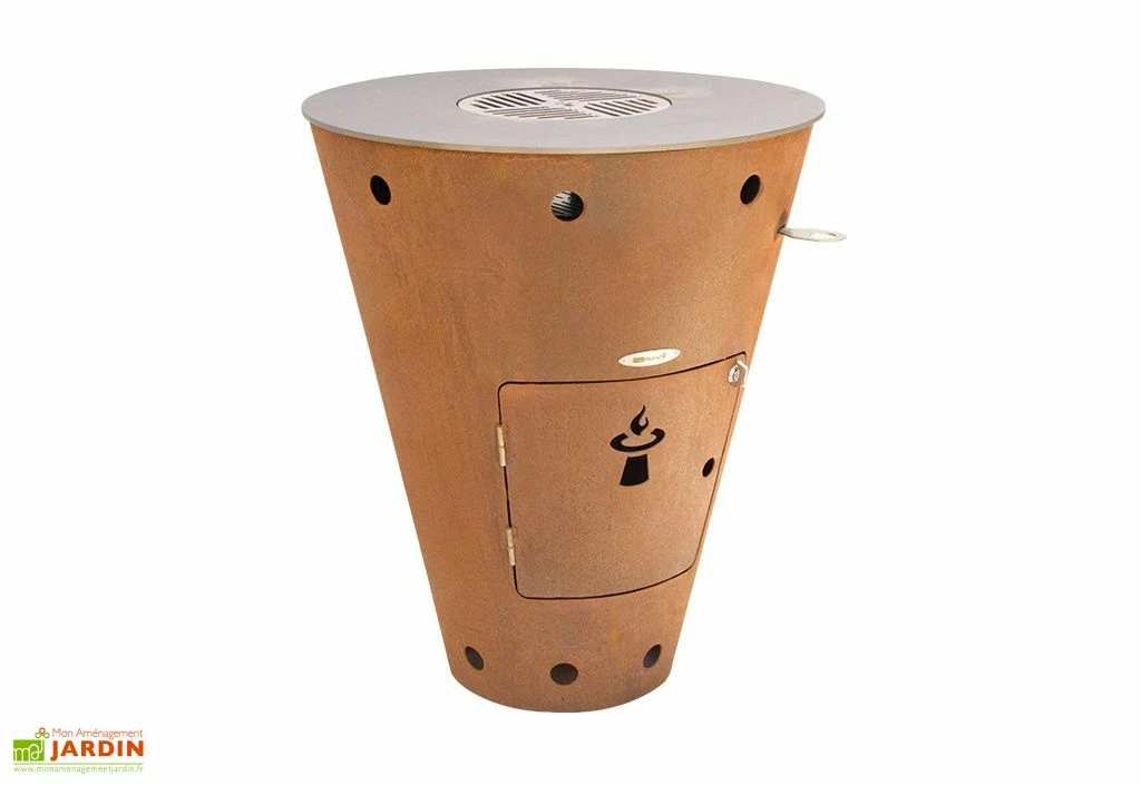 Braséro Barbecue En Acier Et Inox Ø72 Cm H85 Cm – César 3 Braséro Barbecue En Acier Et Inox Ø72 Cm H85 Cm – César