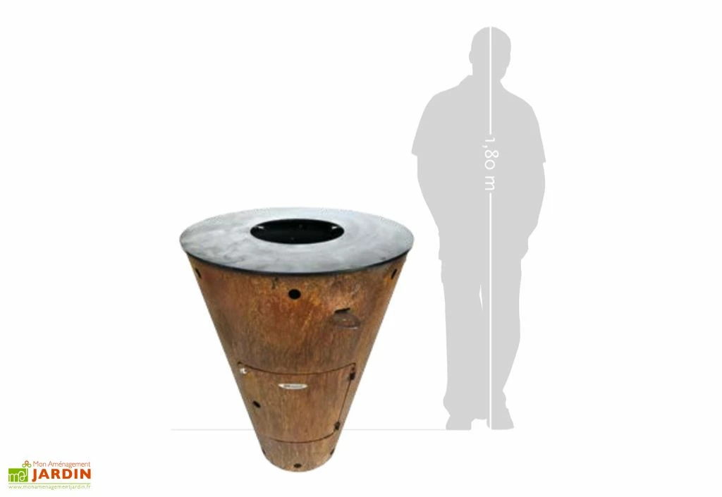 Braséro Barbecue En Acier Et Inox Ø72 Cm H85 Cm – César 4 Braséro Barbecue En Acier Et Inox Ø72 Cm H85 Cm – César – Image 2