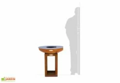 Braséro Barbecue En Acier Et Inox Avec Bûcher Ø62 Cm – Carus S -MON AMENAGEMENT JARDIN Soldes brasero acier barbecue grille cuisson remundi carus s