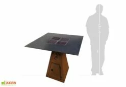 Braséro Barbecue En Acier Et Inox L82 Cm H81 Cm – Cube M -MON AMENAGEMENT JARDIN Soldes brasero acier barbecue grille cuisson remundi cube m