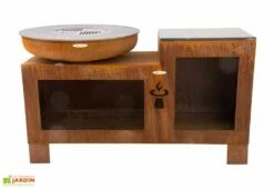 Braséro Barbecue En Acier Et Inox + Table Ø82 Cm H90 Cm – Vulcano M