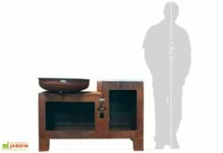 Braséro Barbecue En Acier Et Inox + Table Ø82 Cm H90 Cm – Vulcano M -MON AMENAGEMENT JARDIN Soldes brasero acier barbecue grille cuisson remundi vulcano m