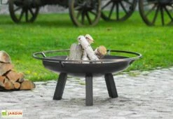 Braséro En Acier Porto + Grille De Cuisson (plusieurs Dimensions) -MON AMENAGEMENT JARDIN Soldes brasero acier noir brut porto grille cuisson 2 1