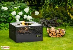 Braséro Barbecue En Acier Cube Small 75 X 45 Cm + Grille De Cuisson -MON AMENAGEMENT JARDIN Soldes brasero barbecue acier noir cube 75x45cm