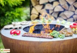 Braséro Barbecue En Acier Boule Oxydé 100 Cm 7 Braséro Barbecue En Acier Boule Oxydé 100 Cm -MON AMENAGEMENT JARDIN Soldes brasero barbecue acier oxyde boule 100cm plancha 4