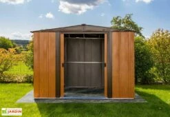 Abri De Jardin En Acier Galvanisé Imitation Bois 4 M² -MON AMENAGEMENT JARDIN Soldes cabane jardin acier galvanise imitation bois 4m
