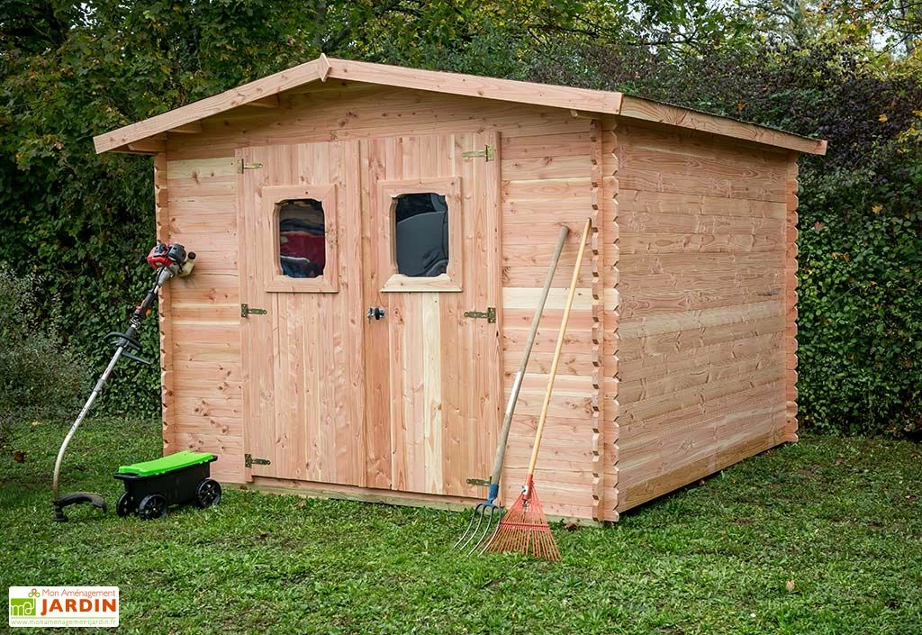 Abri De Jardin En Bois Douglas 28 Mm – 10,89 M² : 3,25 X 3,35 M 4 Abri De Jardin En Bois Douglas 28 Mm – 10,89 M² : 3,25 X 3,35 M – Image 2