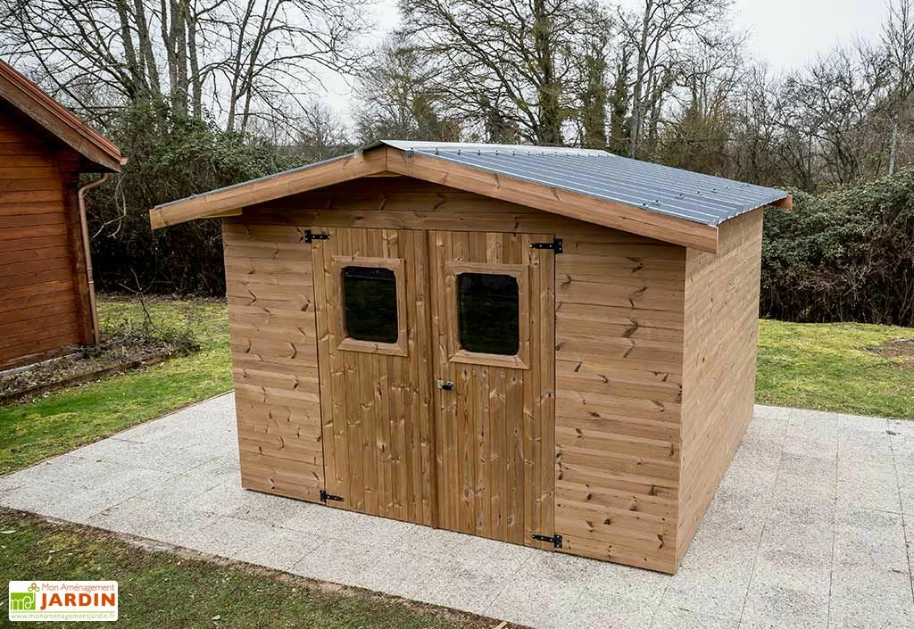 Abri De Jardin En Bois D’épicéa Traité Toit Bac Acier Thermabri – 9 M² 4 Abri De Jardin En Bois D’épicéa Traité Toit Bac Acier Thermabri – 9 M² – Image 2