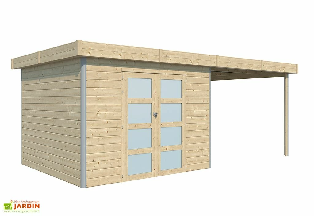 Abri De Jardin En Bois D’épicéa Brut Avec Auvent - 20,1 M² 4 Abri De Jardin En Bois D’épicéa Brut Avec Auvent - 20,1 M² – Image 2