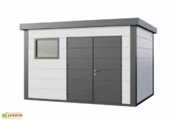 Abri De Jardin En Métal Eleganto Plus – 11,6 M² -MON AMENAGEMENT JARDIN Soldes cabanon jardin metal eleganto plus gris blanc