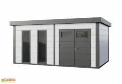 Abri De Jardin En Métal Avec Parois Vitrées Eleganto Plus – 19,3 M² 10 Abri De Jardin En Métal Avec Parois Vitrées Eleganto Plus – 19,3 M² -MON AMENAGEMENT JARDIN Soldes cabanon jardin metal parois vitrees gris blanc