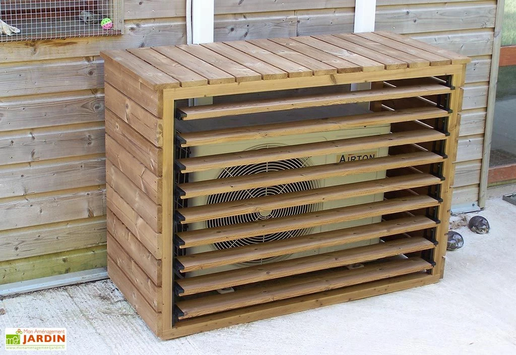 Cache Climatiseur Extérieur En Bois D’Épicéa Traité 132 X 58 X 147 Cm 3 Cache Climatiseur Extérieur En Bois D’Épicéa Traité 132 X 58 X 147 Cm