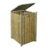 Cache-poubelle Simple En Acier Et Bois De Pin Traité 60 X 63 X 115 Cm -MON AMENAGEMENT JARDIN Soldes cache poubelle acier bois naturel