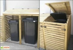 Cache-Poubelle Double En Pin Autoclave Swing D (88x145x137cm) -MON AMENAGEMENT JARDIN Soldes cache poubelle bois autoclave 2 places