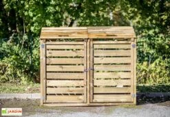 Cache Poubelle Bois Double (150x90x120) -MON AMENAGEMENT JARDIN Soldes cache poubelle bois double abri bois