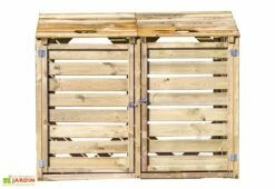 Cache Poubelle Bois Double (150x90x120) -MON AMENAGEMENT JARDIN Soldes cache poubelle bois double abri bois 4