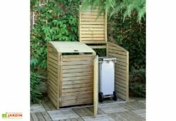 Cache Poubelle Double En Bois Traité Dioica -MON AMENAGEMENT JARDIN Soldes cache poubelle dioica jardipolys