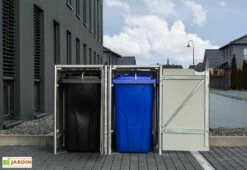 Cache-poubelle Double En Acier Et Composite Aluminium 139 X 80 X 115 Cm 10 Cache-poubelle Double En Acier Et Composite Aluminium 139 X 80 X 115 Cm -MON AMENAGEMENT JARDIN Soldes cache poubelle double acier aluminium ouvert 1