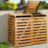 Cache-poubelle Double En Bois De Pin Traité 92 X 148 X 122 Cm -MON AMENAGEMENT JARDIN Soldes cache poubelle double bois pin miel