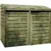 Solid Cache-poubelle Double En Bois De Pin Traité 145 X 92 X 95 Cm -MON AMENAGEMENT JARDIN Soldes cache poubelle double bois pin traite solid