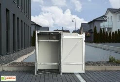 Cache-poubelle Simple En Acier Et Composite Aluminium 69 X 80 X 115 Cm -MON AMENAGEMENT JARDIN Soldes cache poubelle ouvert acier alu 240l noir