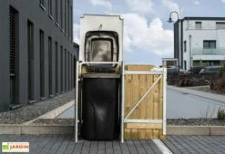 Cache-poubelle Simple En Acier Et Bois De Pin Traité 69 X 80 X 115 Cm -MON AMENAGEMENT JARDIN Soldes cache poubelle ouvert acier pin naturel