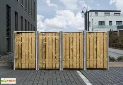 Cache-poubelles En Acier Et Bois De Pin Traité 278 X 80 X 115 Cm