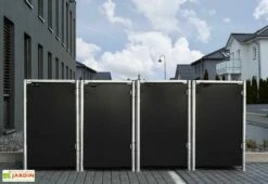 Cache-poubelles En Acier Et Composite Aluminium 278 X 80 X 115 Cm -MON AMENAGEMENT JARDIN Soldes cache poubelle quadruple metal noir