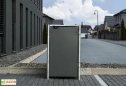 Cache-poubelle Simple En Acier Et Composite Aluminium 69 X 80 X 115 Cm -MON AMENAGEMENT JARDIN Soldes cache poubelle simple acier alu 240l gris