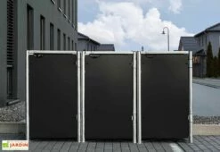 Cache-poubelle Triple En Acier Et Composite Aluminium 209 X 80 X 115 Cm -MON AMENAGEMENT JARDIN Soldes cache poubelle triple acier aluminium