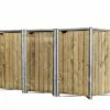 Cache-poubelle Triple En Acier Et Bois De Pin Traité 209 X 80 X 115 Cm -MON AMENAGEMENT JARDIN Soldes cache poubelle triple acier pin naturel