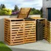 Cache-poubelle En Bois De Pin Traité 92 X 219 X 122 Cm (3 Poubelles) -MON AMENAGEMENT JARDIN Soldes cache poubelle triple bois weka
