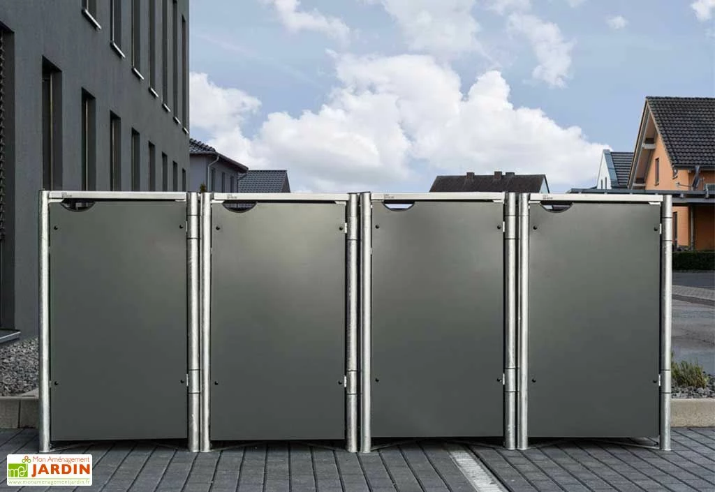 Cache-poubelles En Acier Et Composite Aluminium 241 X 63 X 115 Cm 4 Cache-poubelles En Acier Et Composite Aluminium 241 X 63 X 115 Cm – Image 2